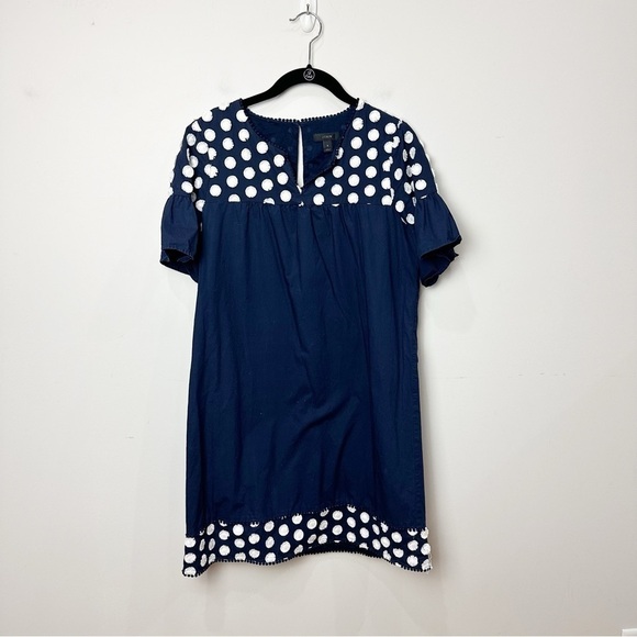 Jcrew Polka Dot Ruffle Sleeve Dress Navy Blue - Picture 4 of 11